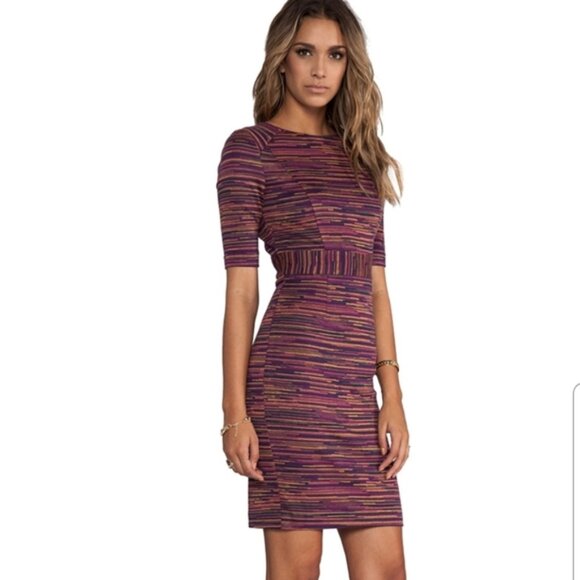 Trina Turk Purple & Pink Geometric Print Midi Pencil Sheath Dress, Size 6 - Picture 3 of 11